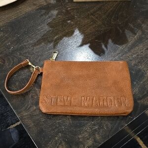 Steve Madden Brown Faux Leather Wristlet